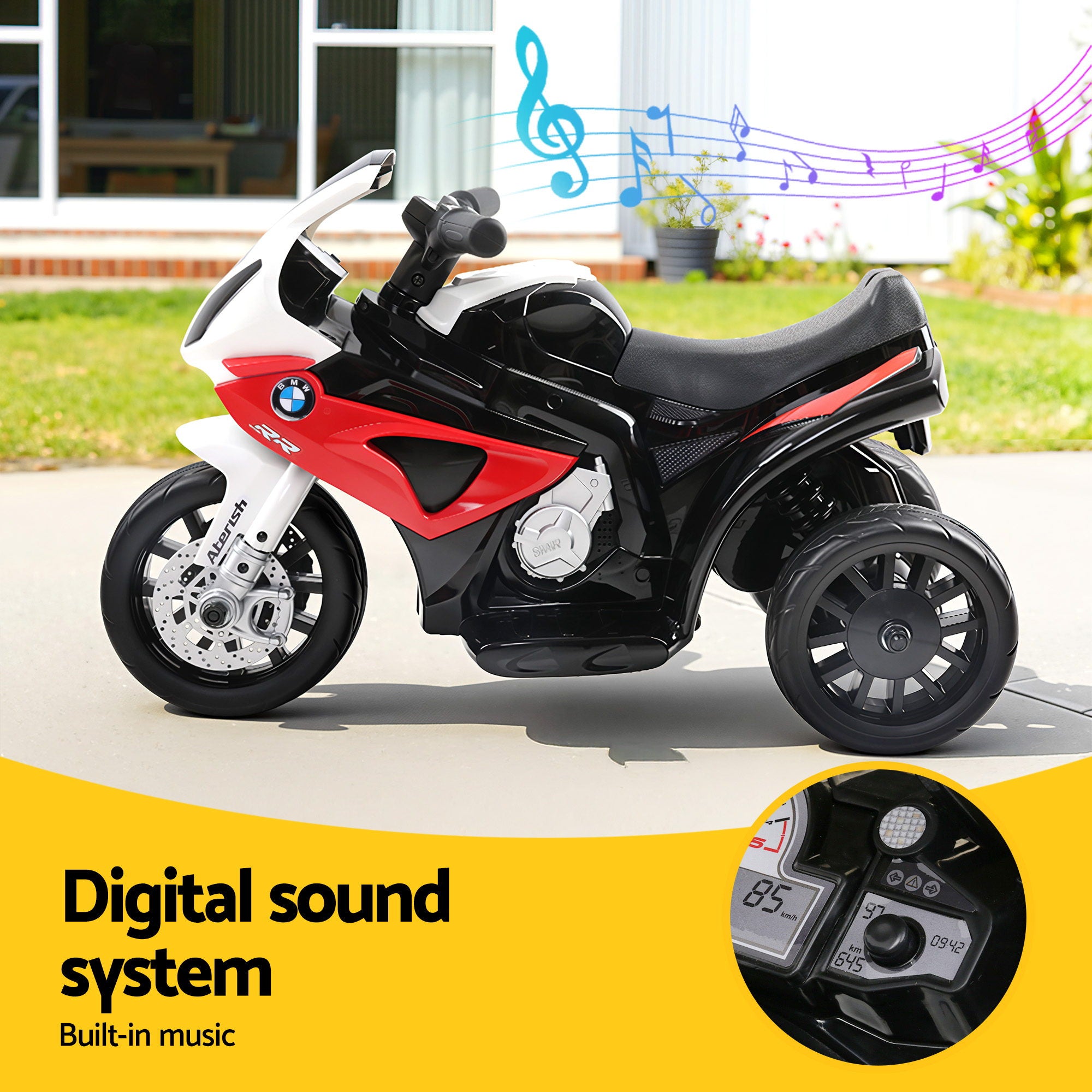 Kids BMW Police Ride On Motorcycle 6V Electric Motorbike Toy Red 3 Wheels