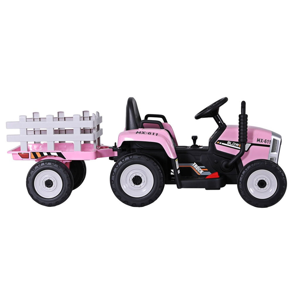 Kids Electric Ride On Tractor 12V Pink Toy Car Battery Powered