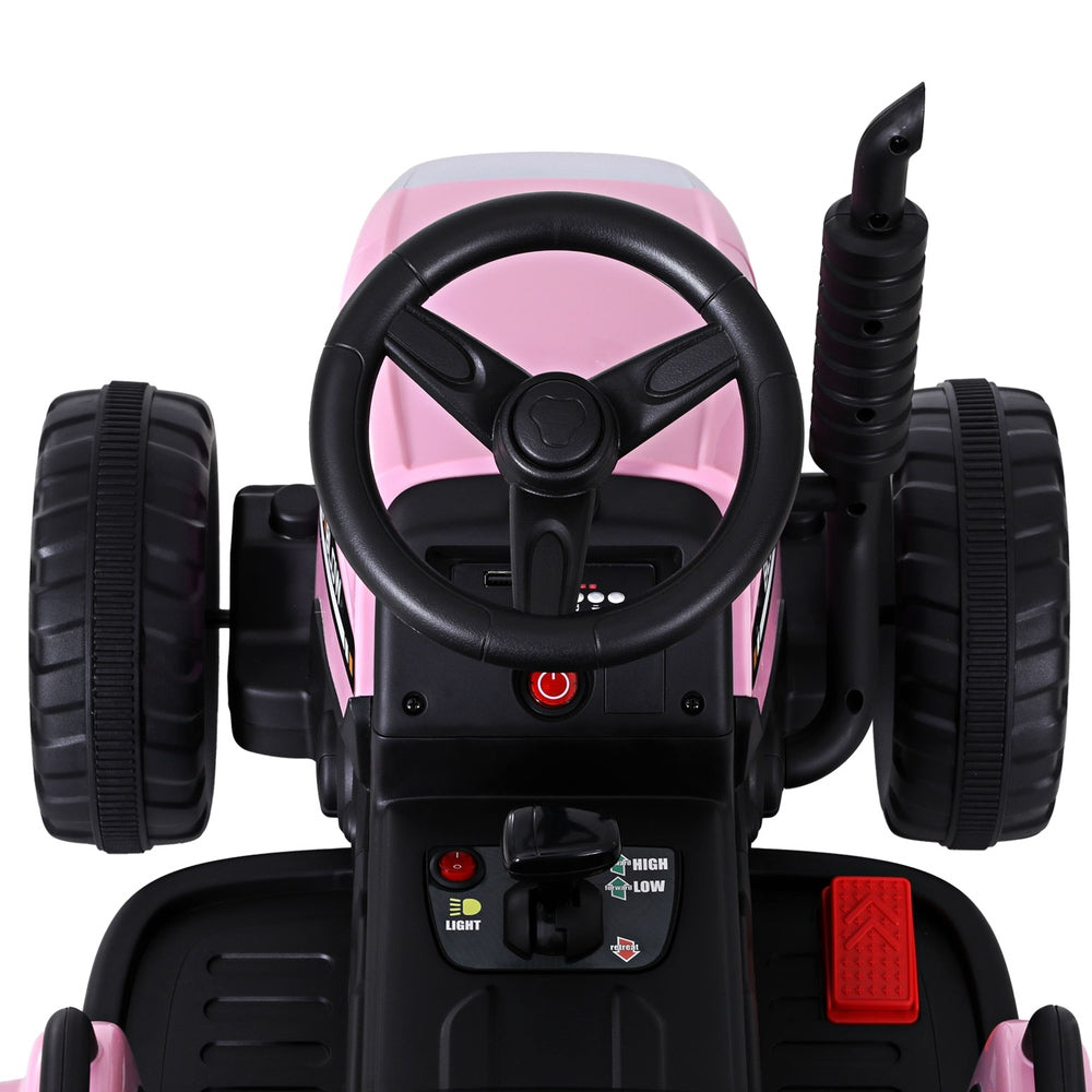 Kids Electric Ride On Tractor 12V Pink Toy Car Battery Powered