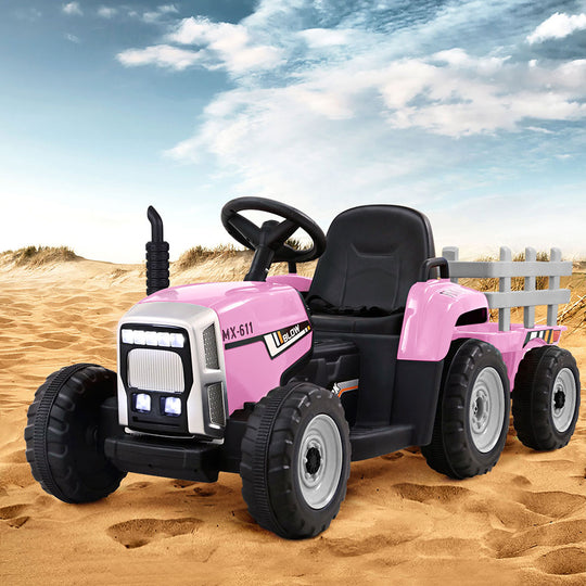 Ride On Cars - Kids Electric Ride On Tractor 12V Pink Toy Car Battery Powered