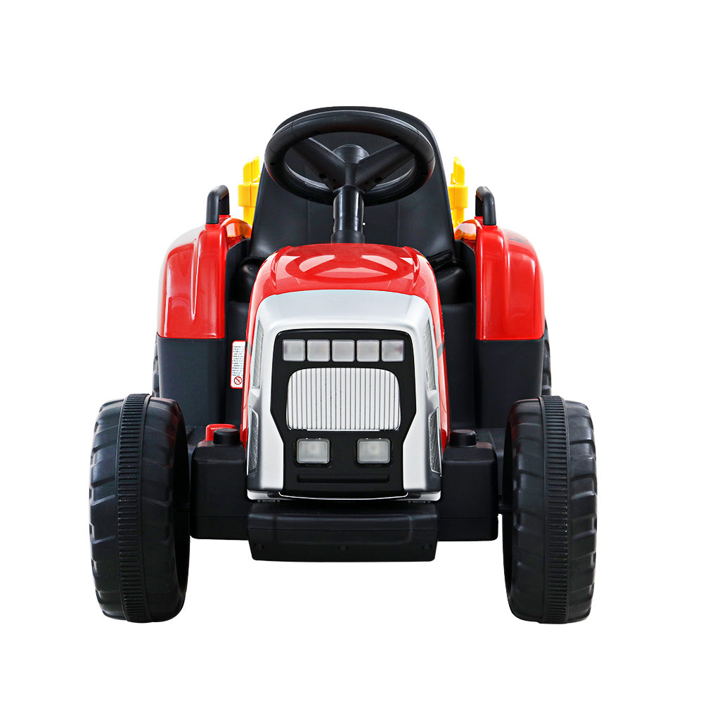 Ride On Car Tractor Trailer Toy Kids Electric Cars 12V Battery Red