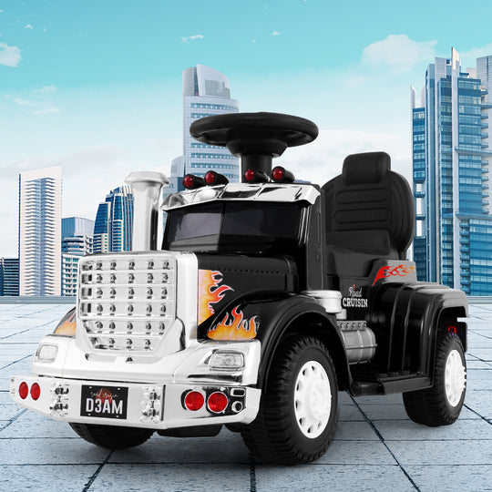 Rigo Kids Electric Ride On Car Truck Motorcycle Toy Battery Powered Black - Cars Toys Childrens Motorbike