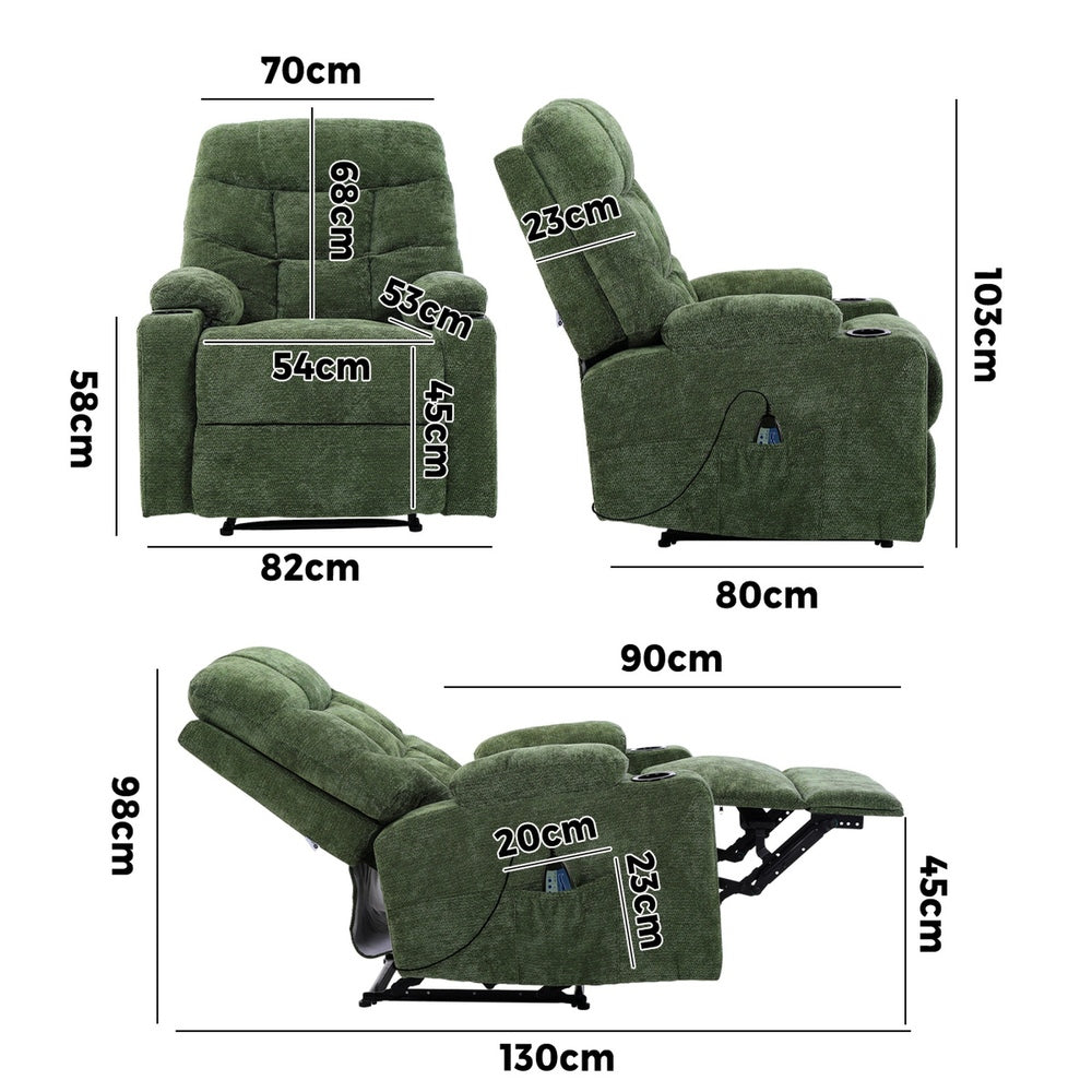 Heated Electric Recliner Massage Chair Green | Simpledeals