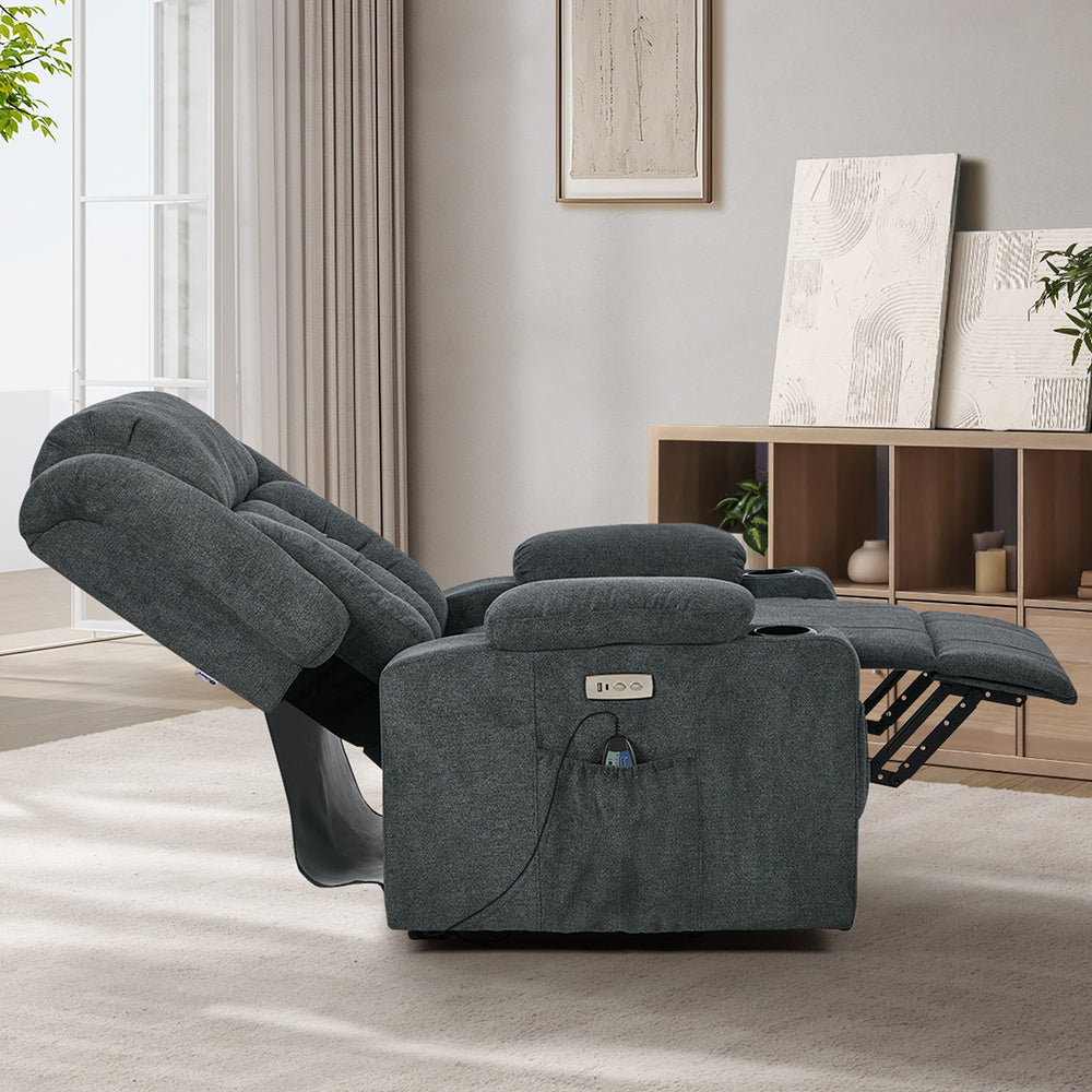 Recliner Chair Lift Heated Massage Armchair with USB Charging Ports
