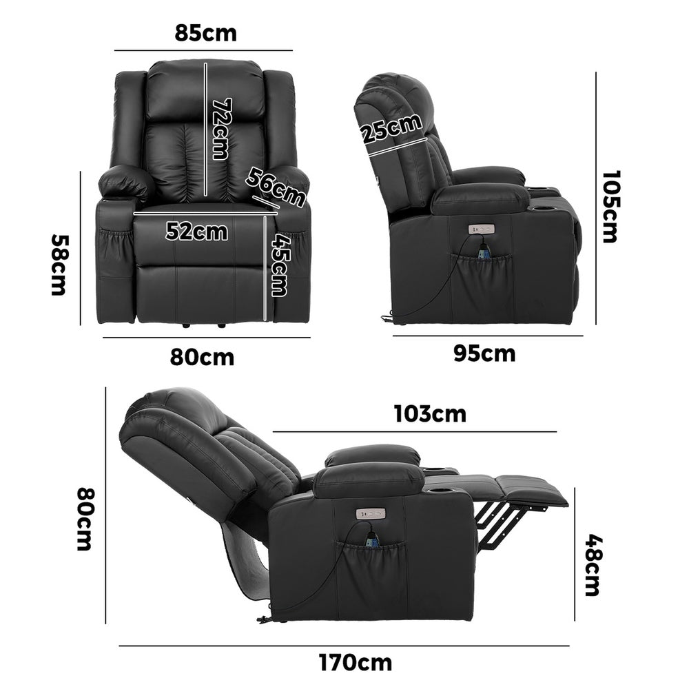 Electric Lift Massage Recliner Chair Black | Simpledeals