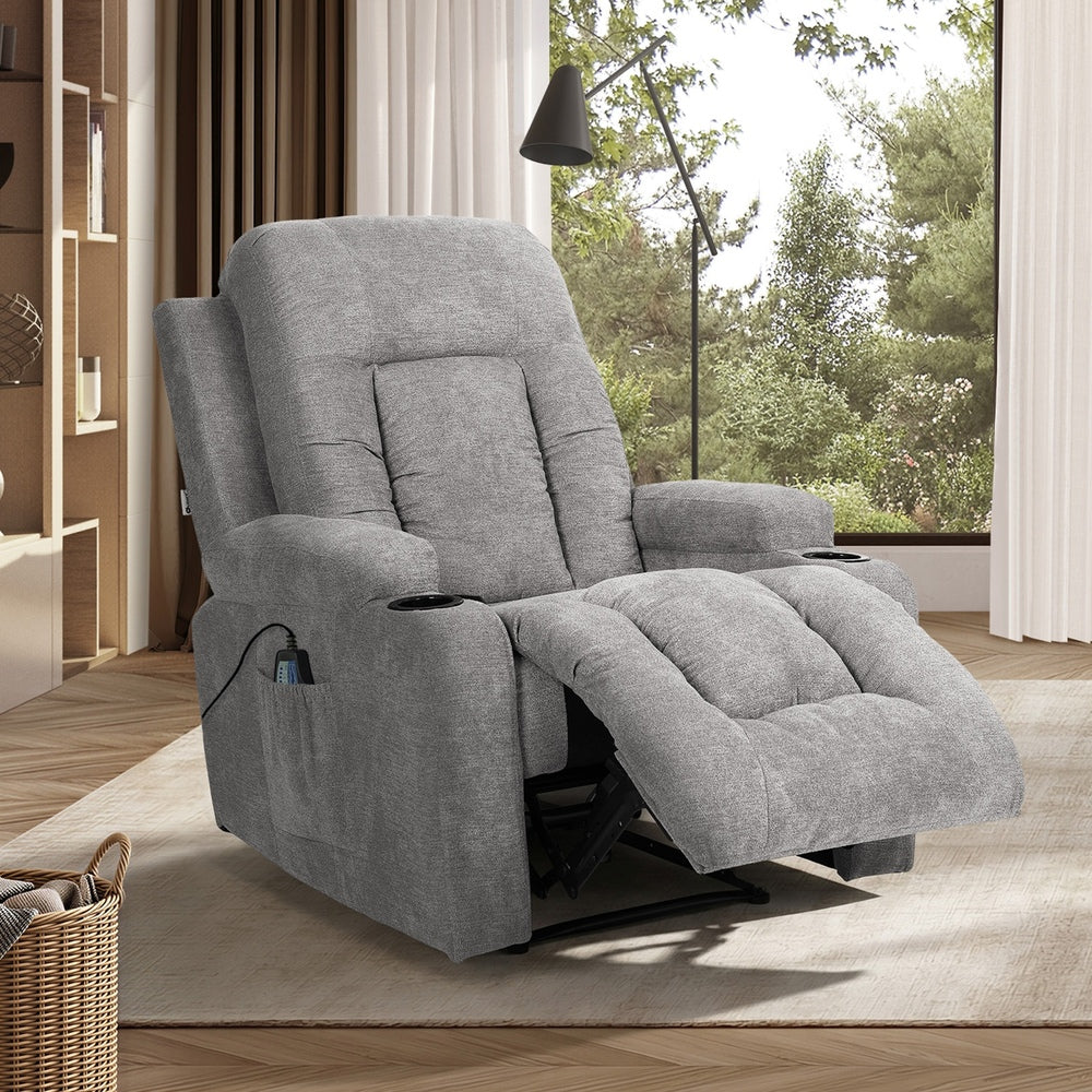Heated Massage Recliner Armchair Grey | Simpledeals