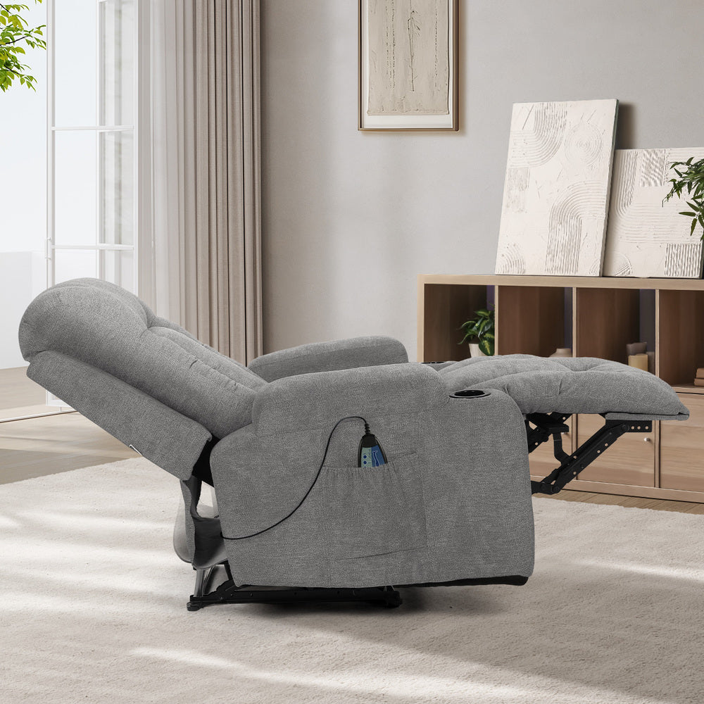 Heated Massage Recliner Armchair Grey | Simpledeals