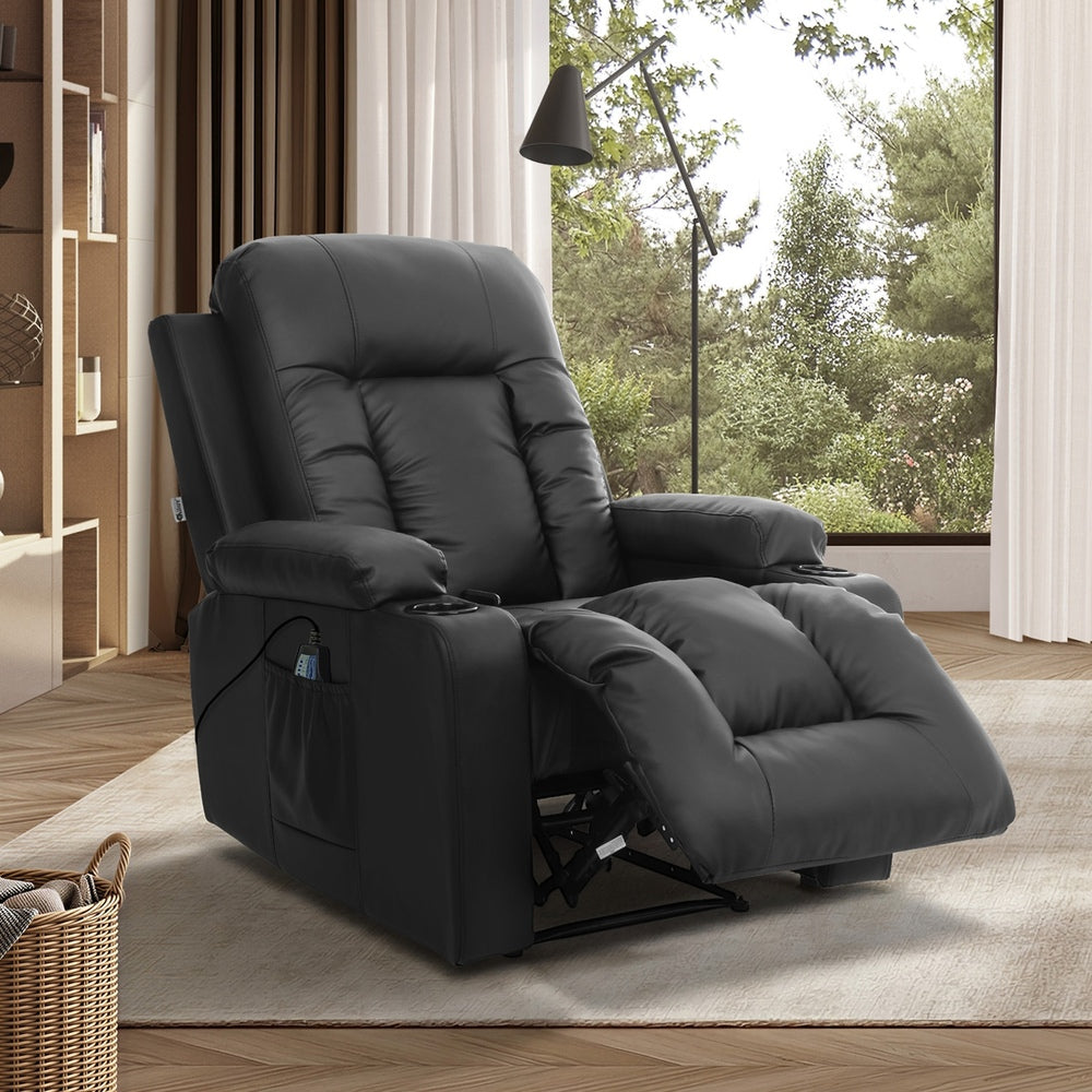Heated Massage Recliner Chair PU Leather | Simpledeals