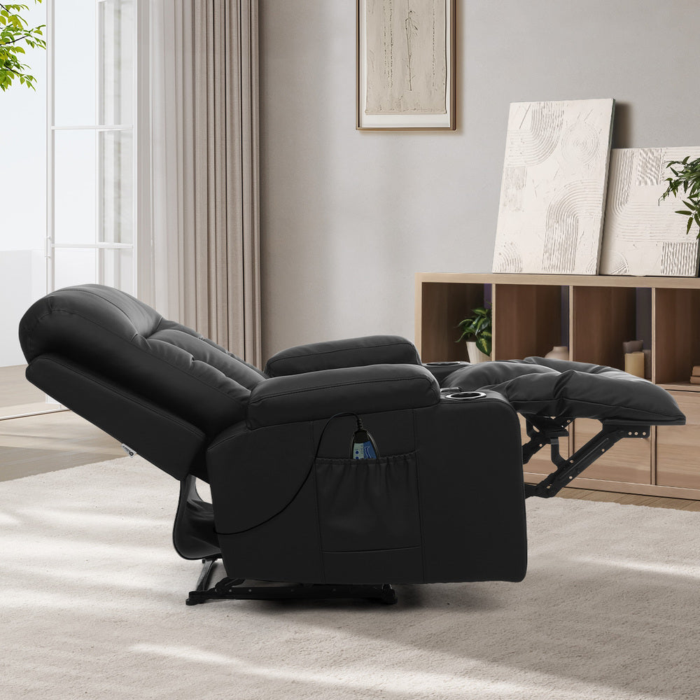 Heated Massage Recliner Chair PU Leather | Simpledeals