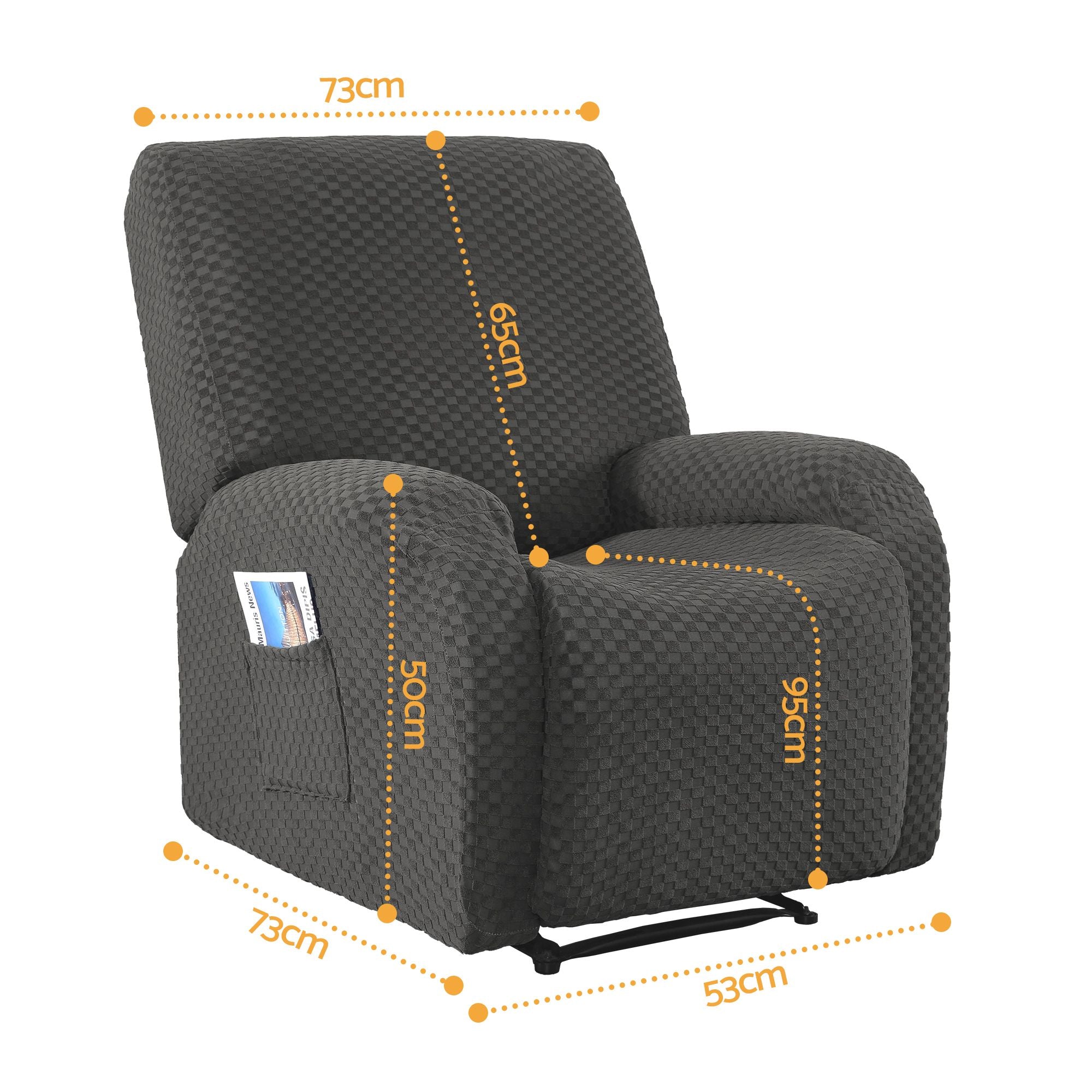 Recliner Chair Cover Storage Pockets Grey | Simpledeals