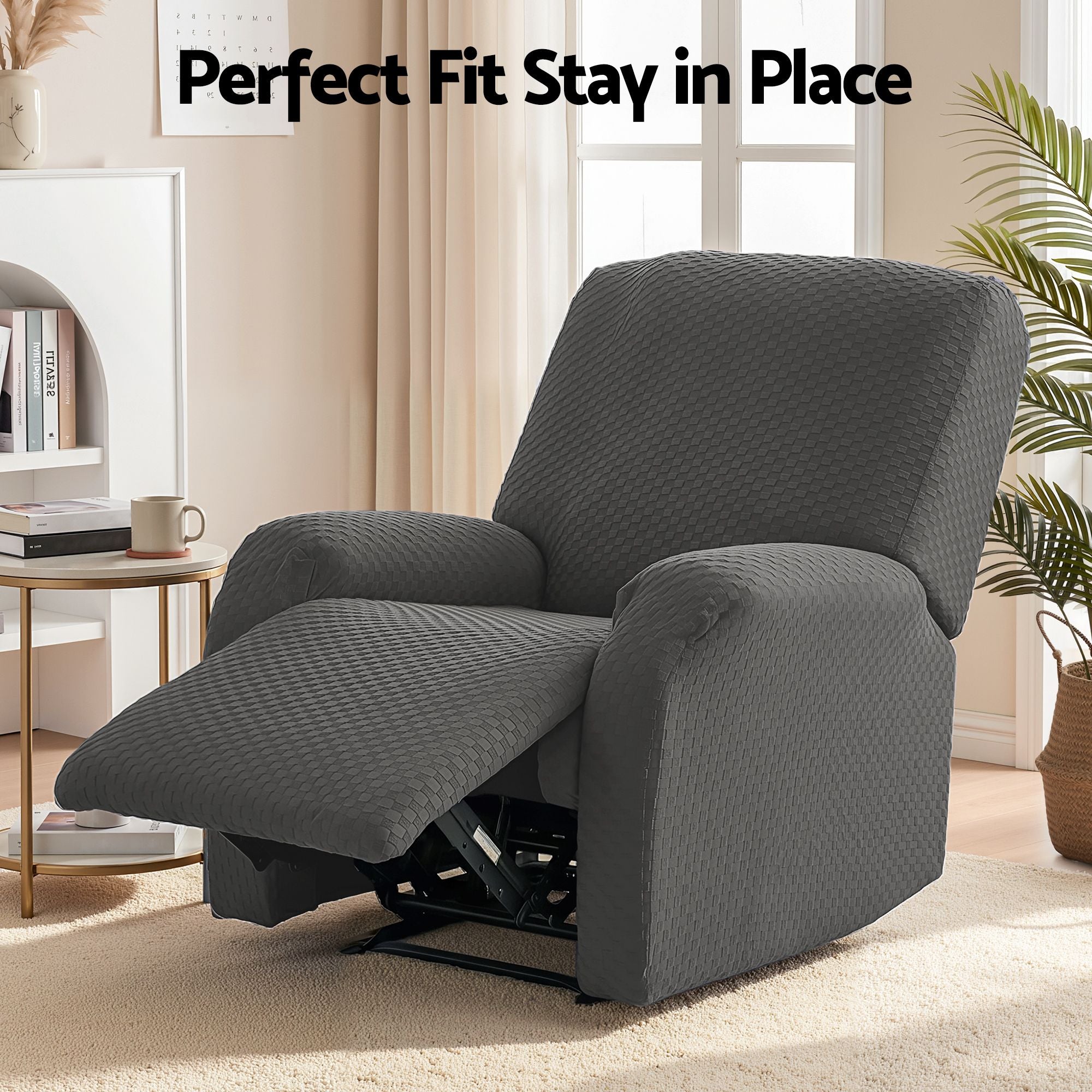 Recliner Chair Cover Storage Pockets Grey | Simpledeals