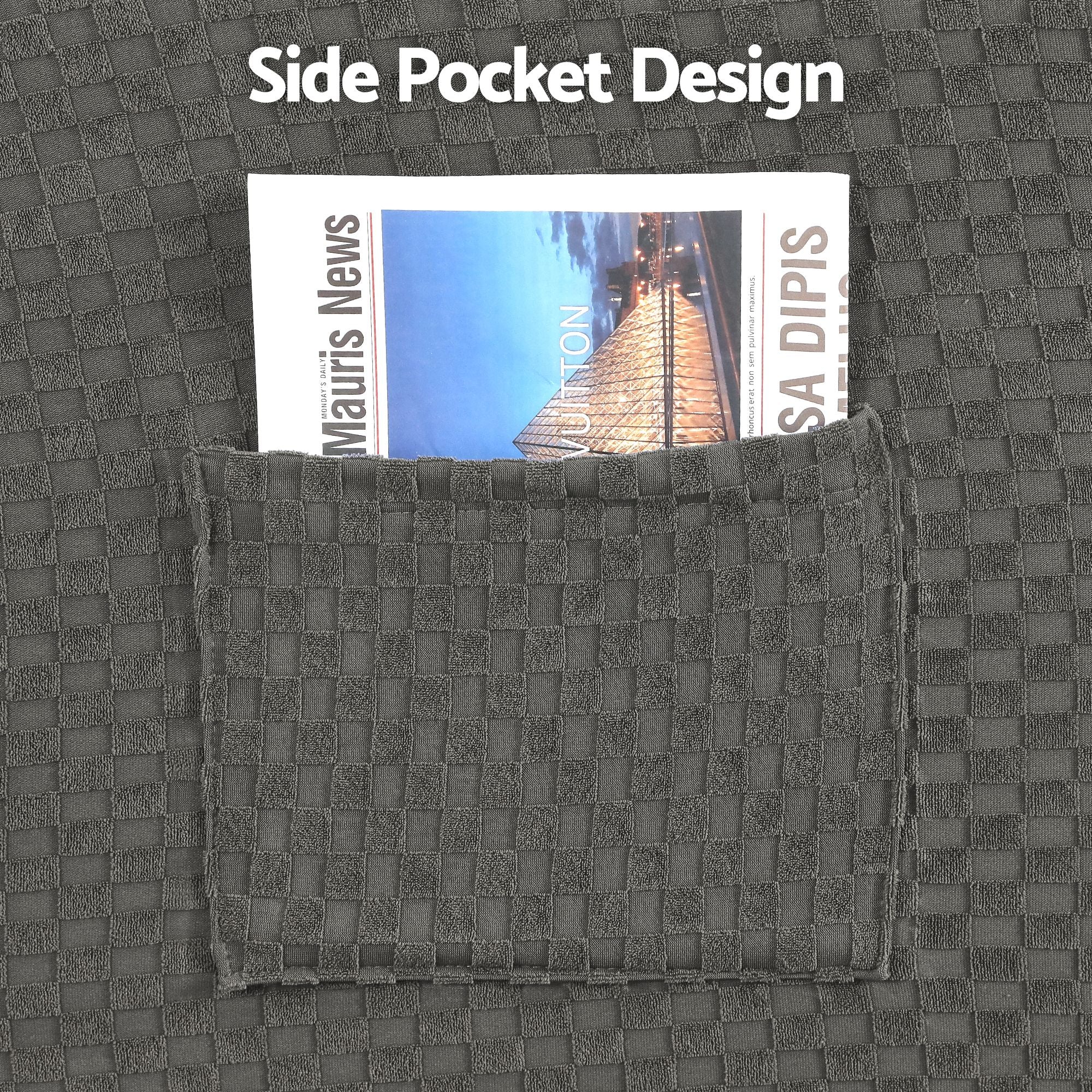 Recliner Chair Cover Storage Pockets Grey | Simpledeals