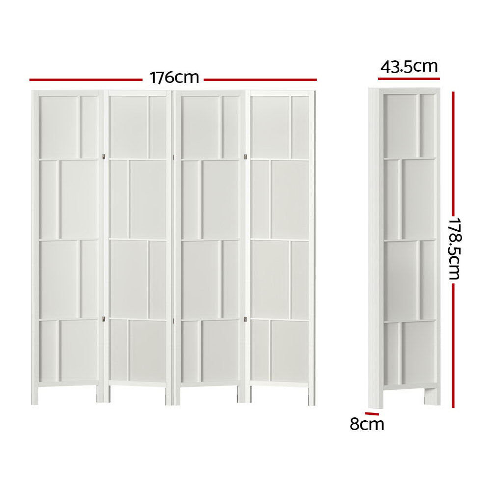 Ashton Room Divider Screen Privacy Wood Dividers Stand 4 Panel White