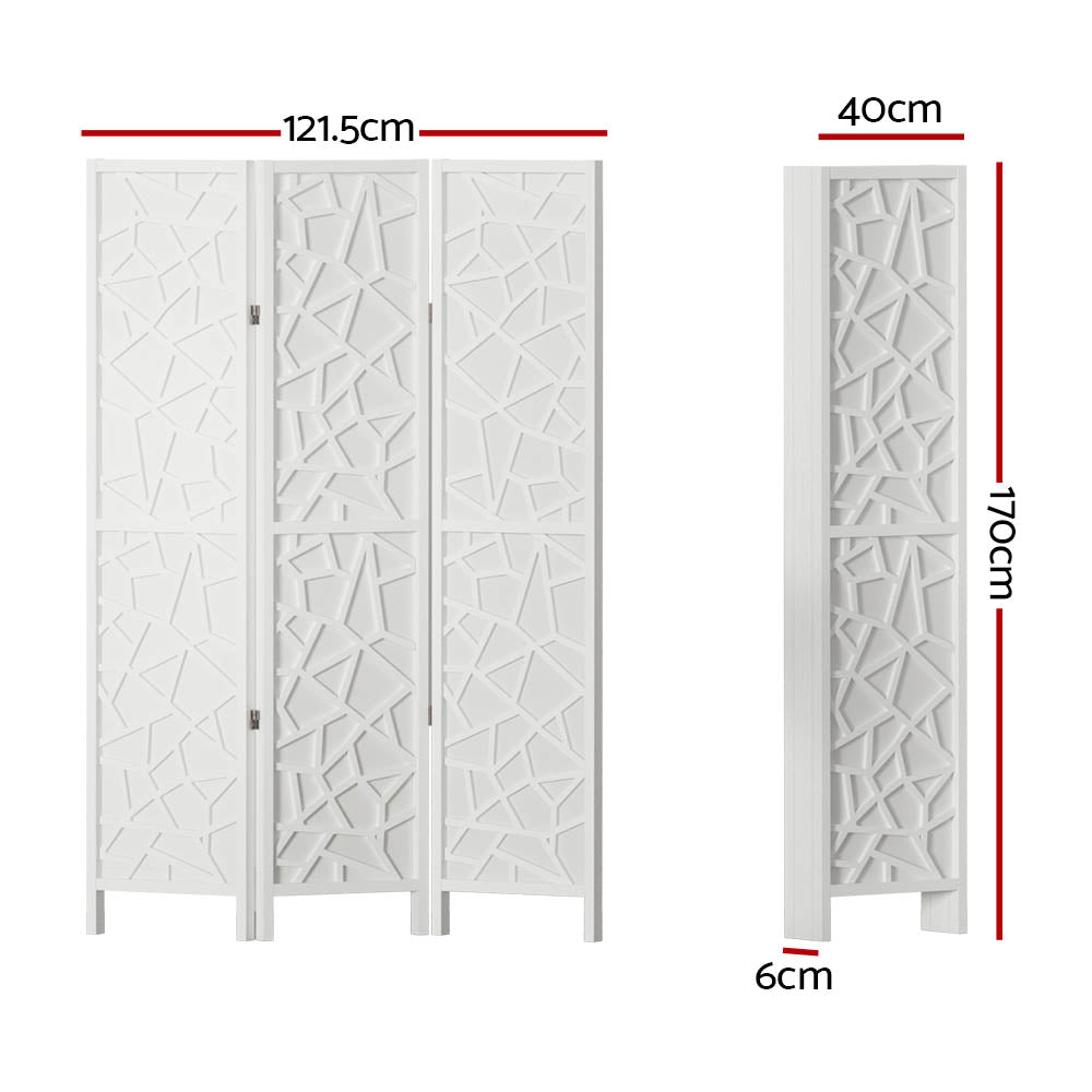 Clover Room Divider Screen Privacy Wood Dividers Stand 3 Panel White