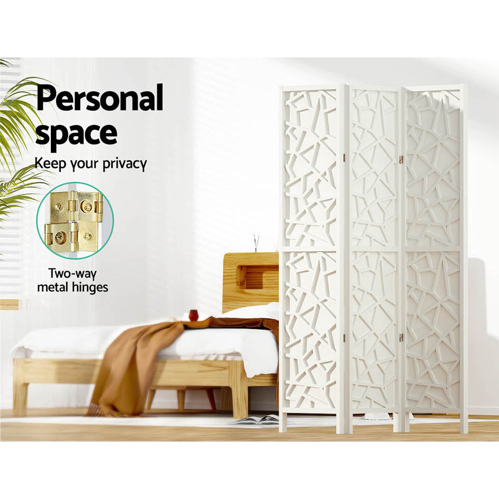 Clover Room Divider Screen Privacy Wood Dividers Stand 3 Panel White