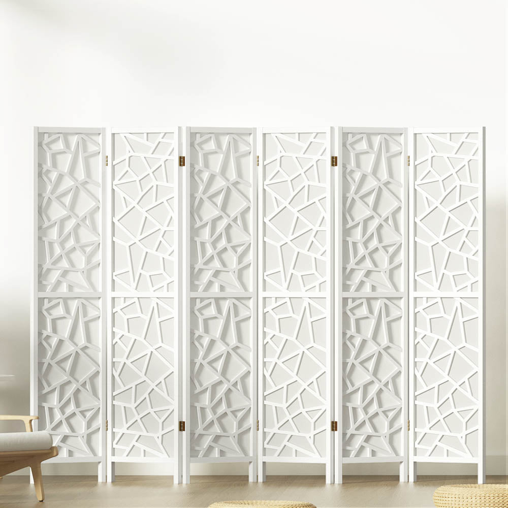 6-Panel Room Divider Screen White 244x170cm Privacy Partition