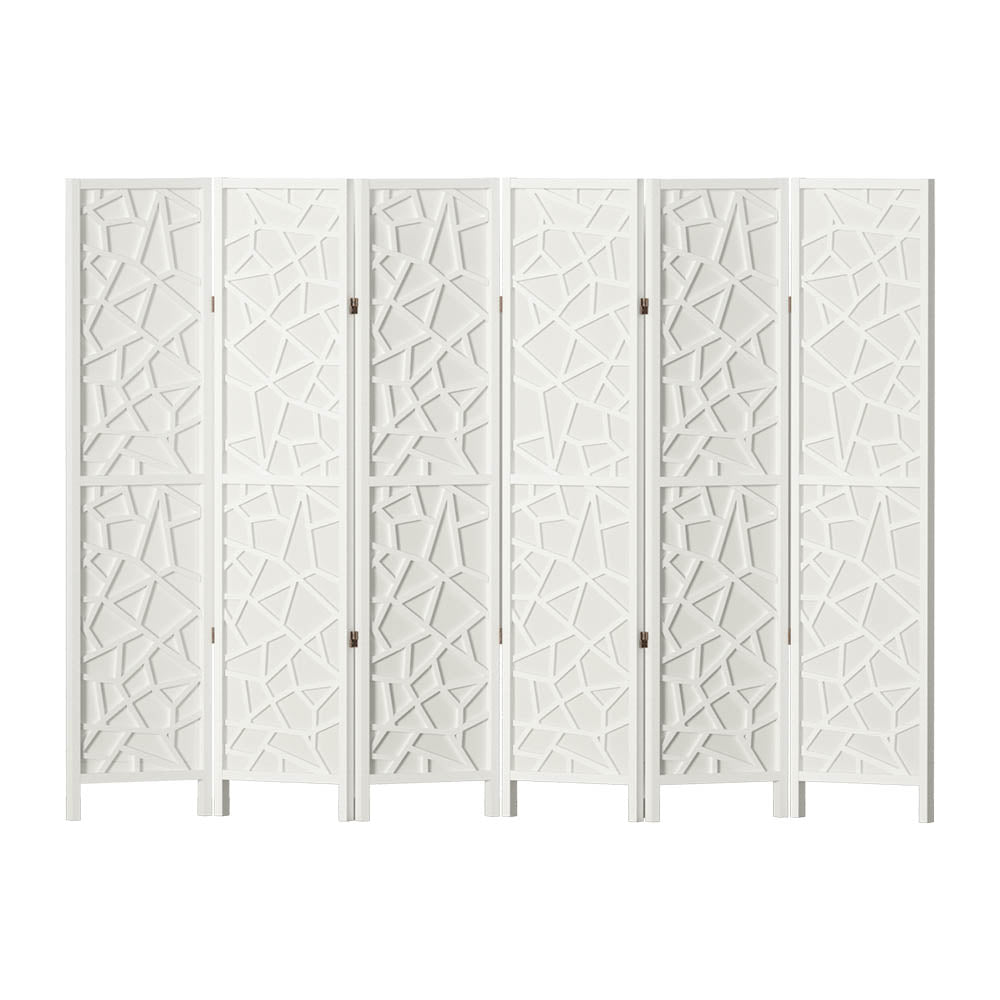 6-Panel Room Divider Screen White 244x170cm Privacy Partition