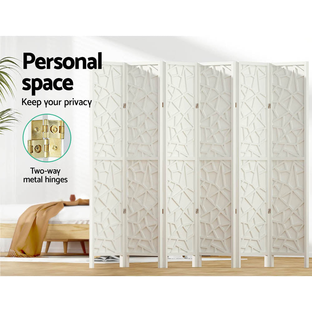 6-Panel Room Divider Screen White 244x170cm Privacy Partition