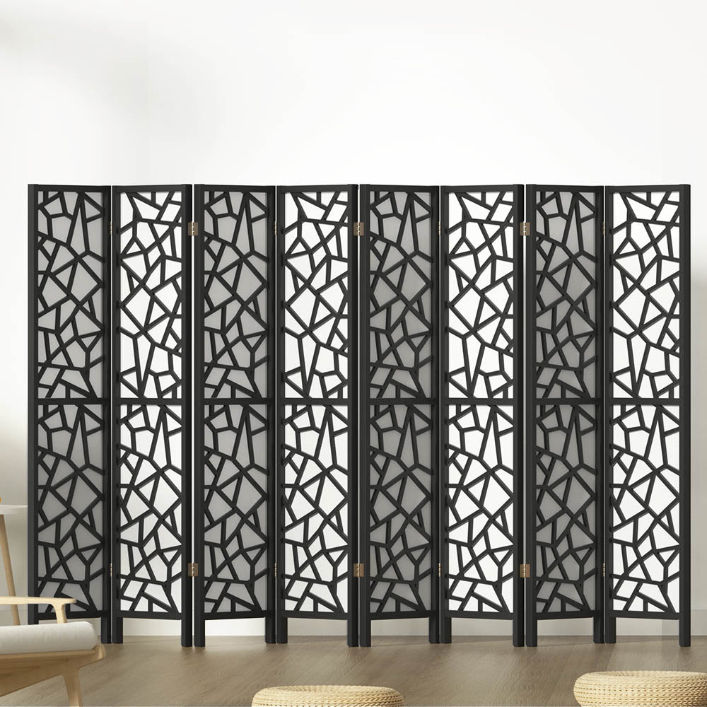 8 Panel Room Divider Screen 325x170cm Black Folding Privacy Partition Wall