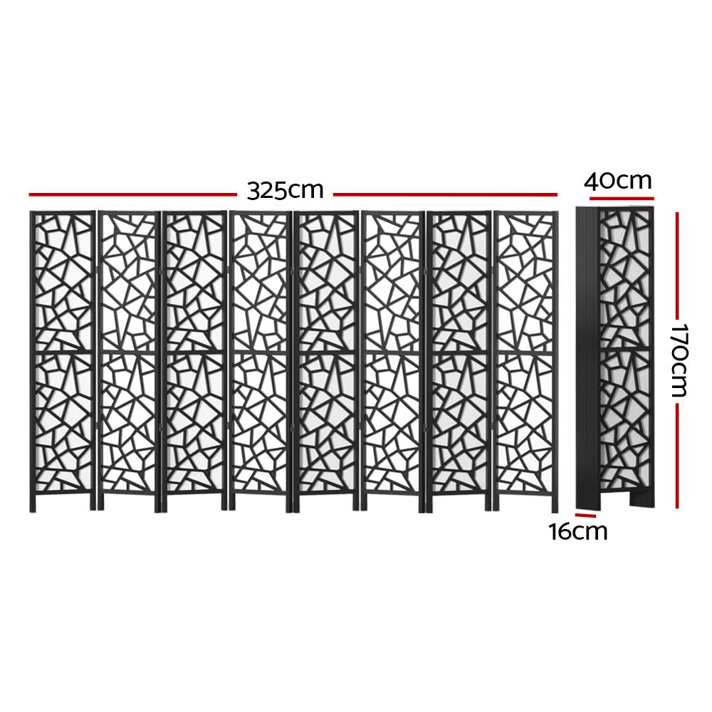 8 Panel Room Divider Screen 325x170cm Black Folding Privacy Partition Wall