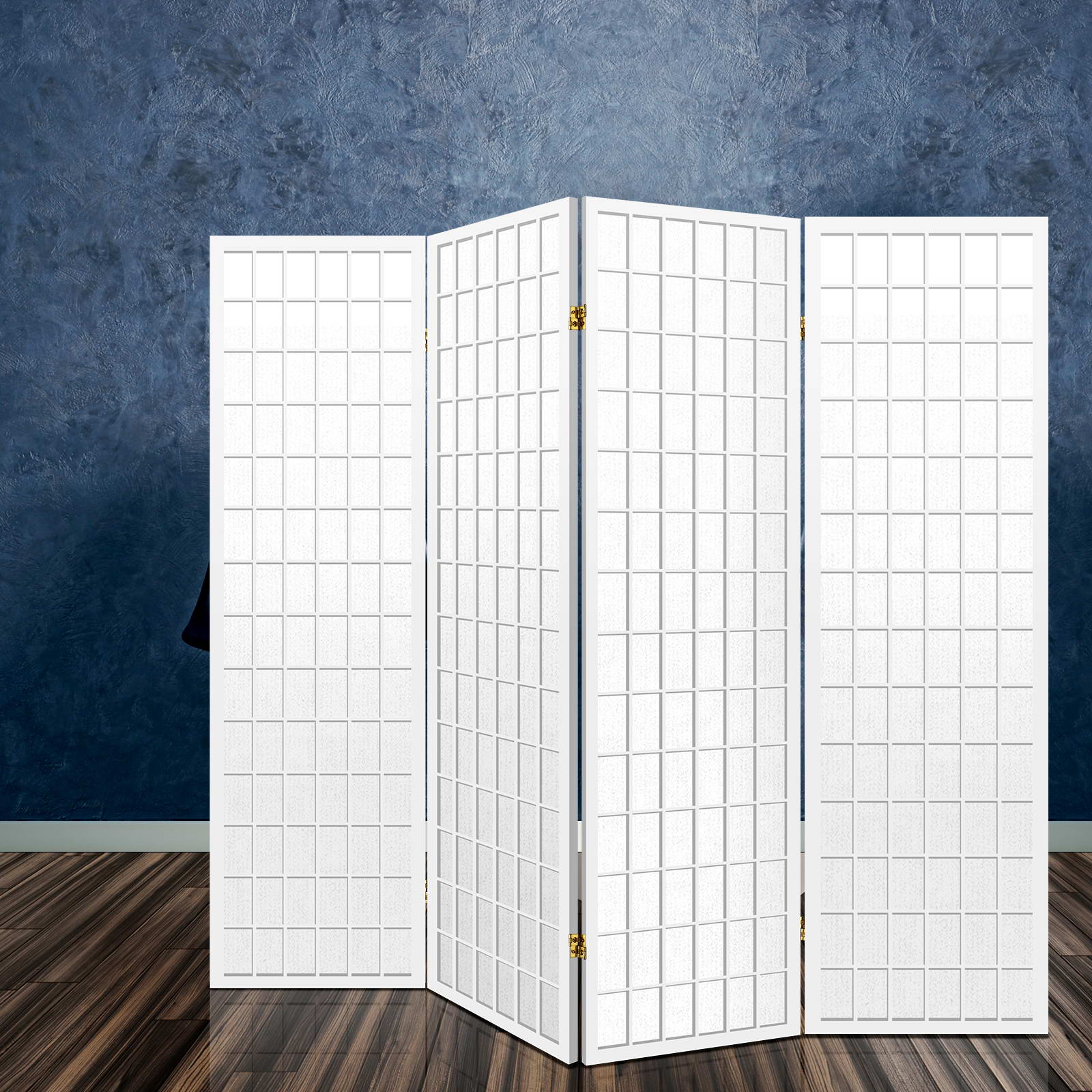 4 Panel Room Divider Screen 174X179Cm White