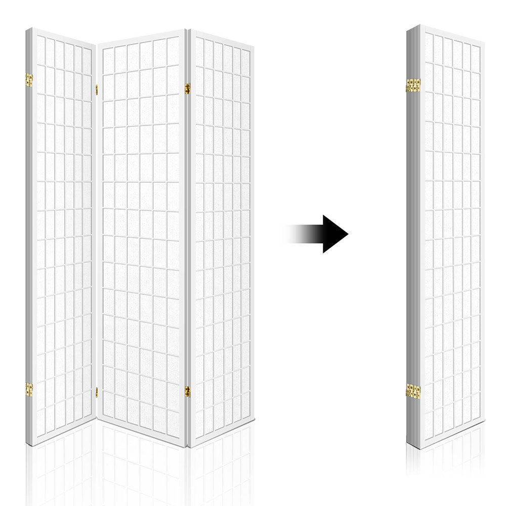 4 Panel Room Divider Screen 174X179Cm White