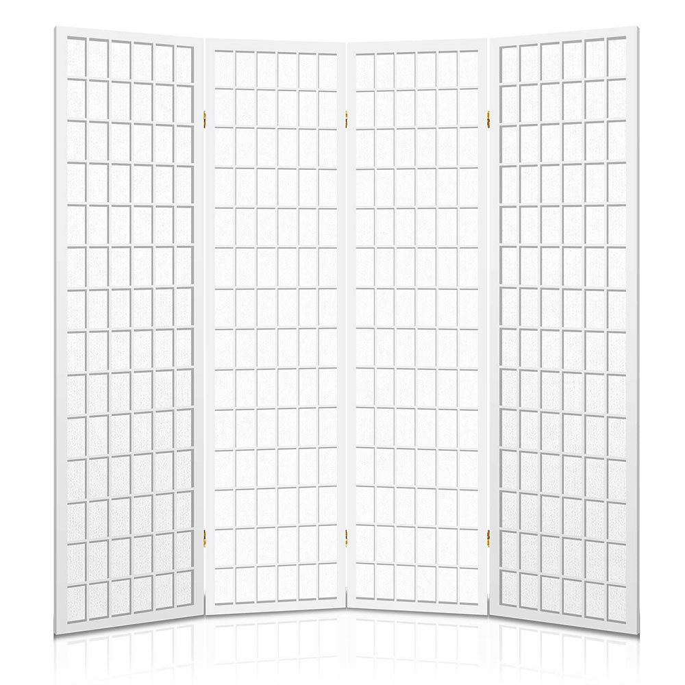 4 Panel Room Divider Screen 174X179Cm White