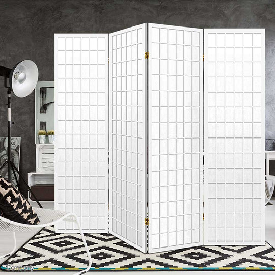 Room Dividers - 4 Panel Room Divider Screen 174X179Cm White