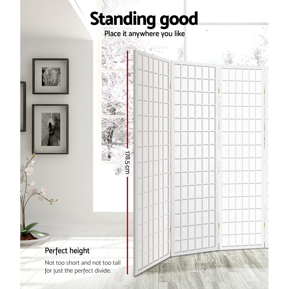 8 Panel Room Divider Folding Screen White 348x179cm Privacy Partition