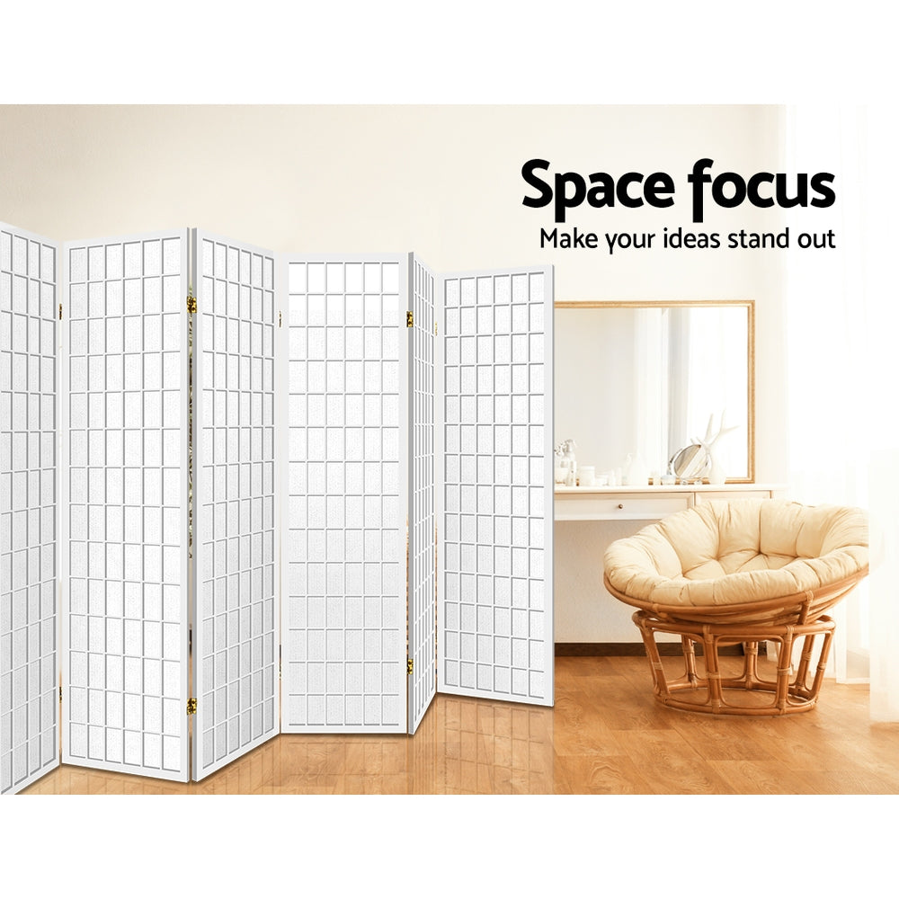 8 Panel Room Divider Folding Screen White 348x179cm Privacy Partition