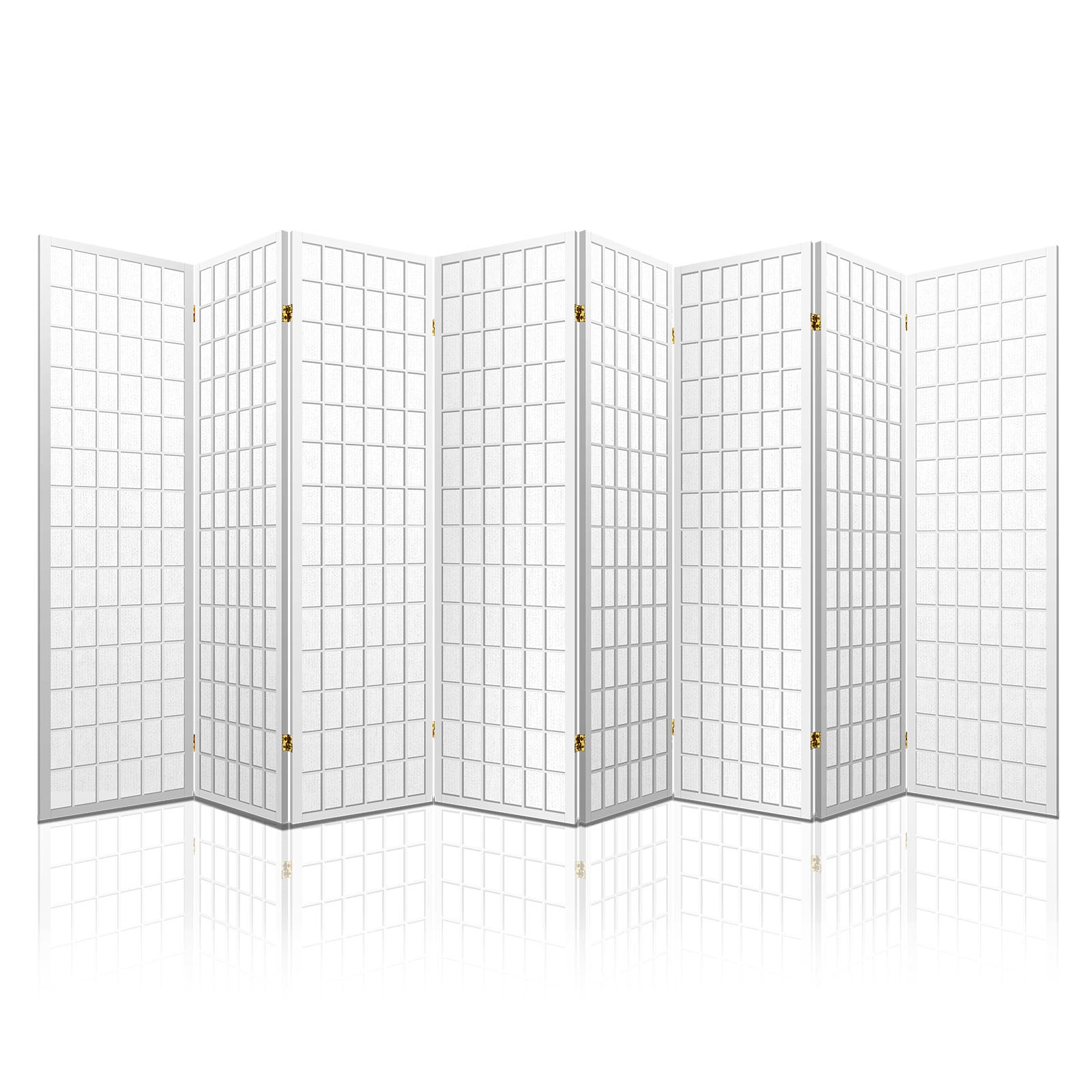8 Panel Room Divider Folding Screen White 348x179cm Privacy Partition
