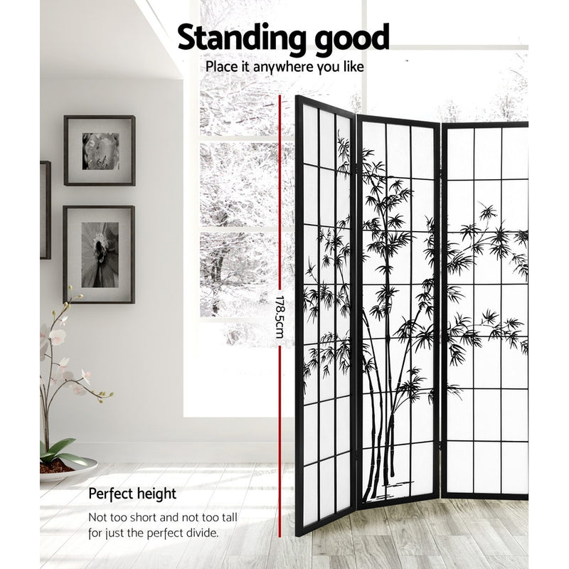8 Panel Room Divider Screen Privacy Dividers Pine Wood Stand Shoji Bamboo Black White - Room Dividers