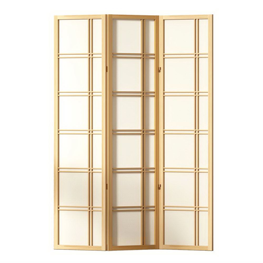 Room Divider Screen 3 Panel 132x179cm Natural Folding Privacy Screen