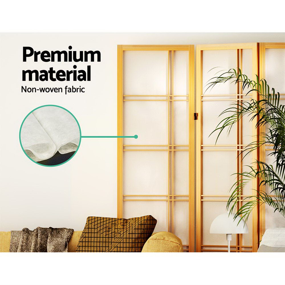 6 Panel Folding Room Divider Screen 265x179cm Natural Privacy Partition