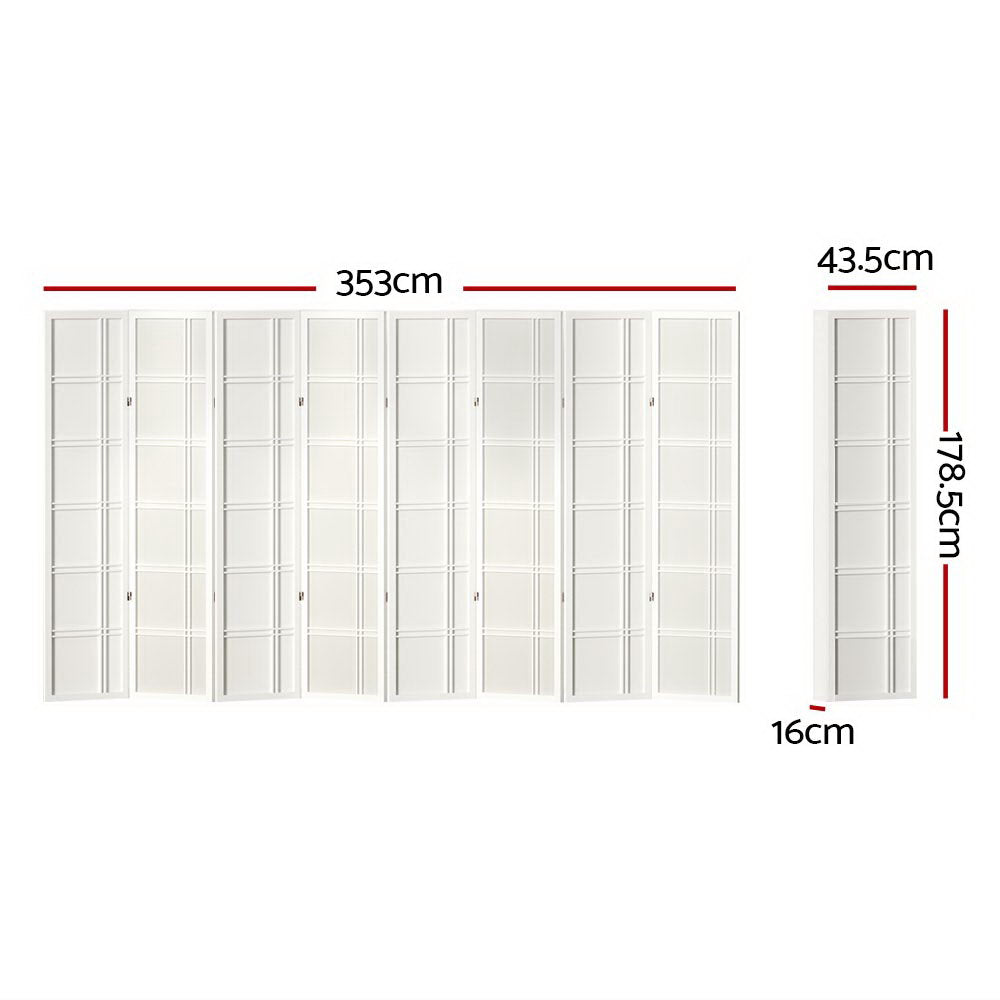 8 Panel Room Divider Screen 353X179Cm Nova White