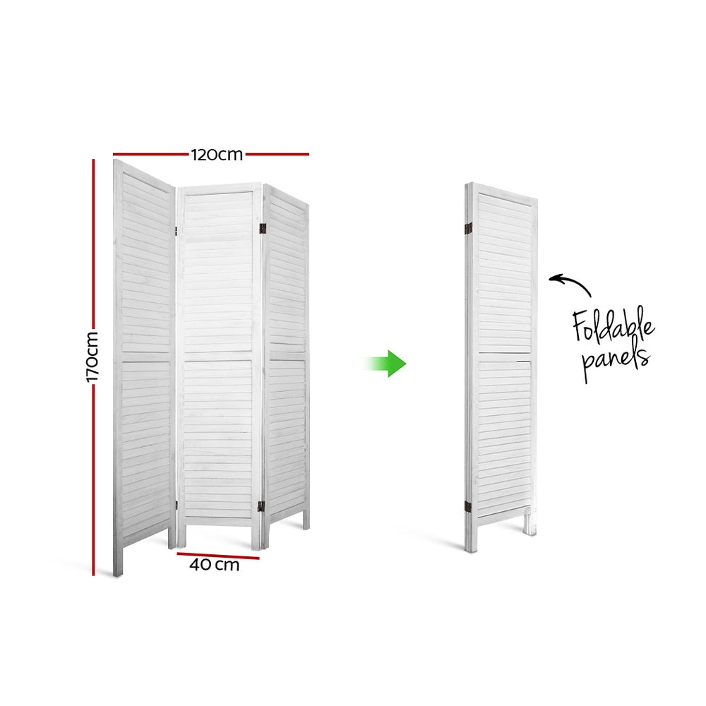 3 Panel Room Divider Screen 120X170Cm Louver White