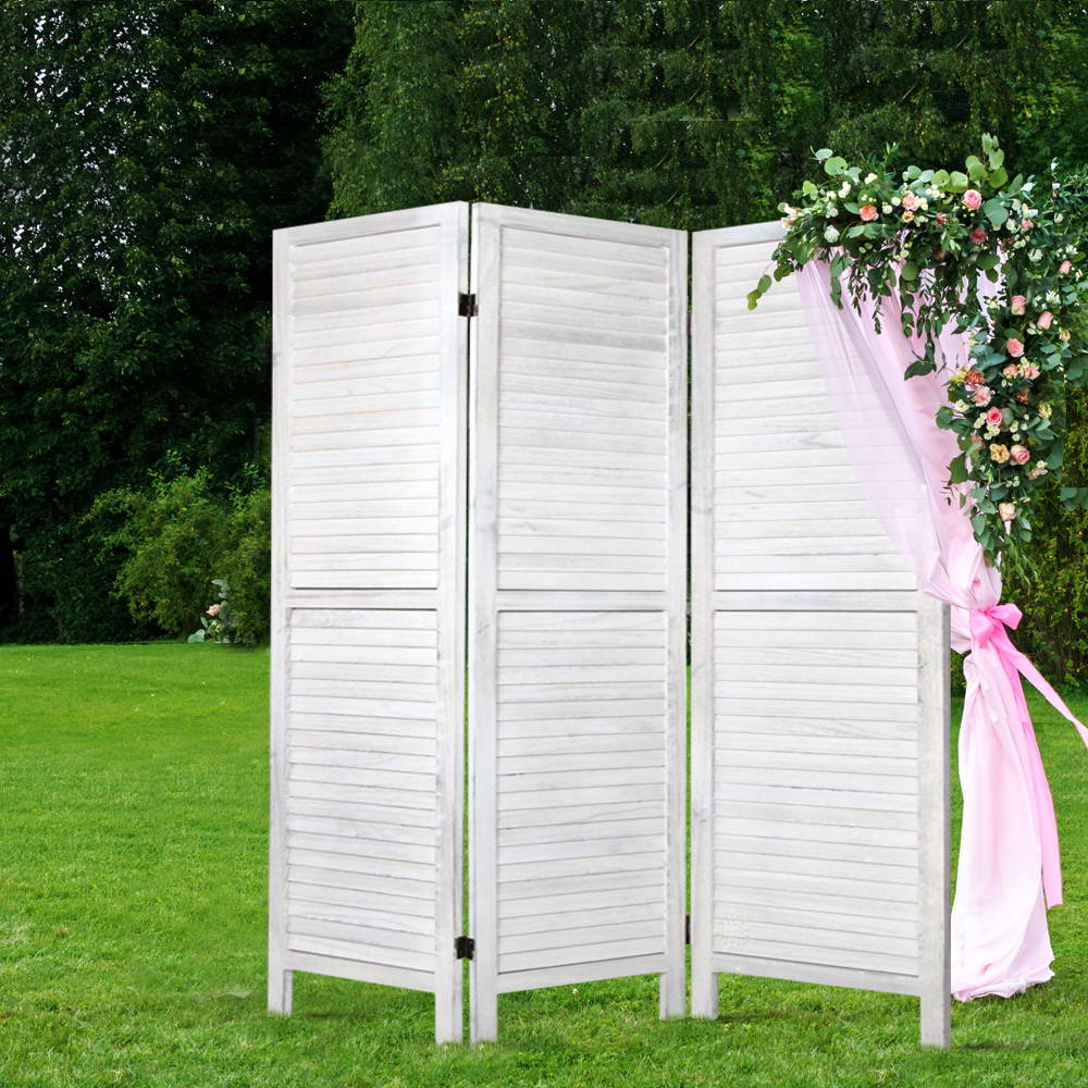 3 Panel Room Divider Screen 120X170Cm Louver White