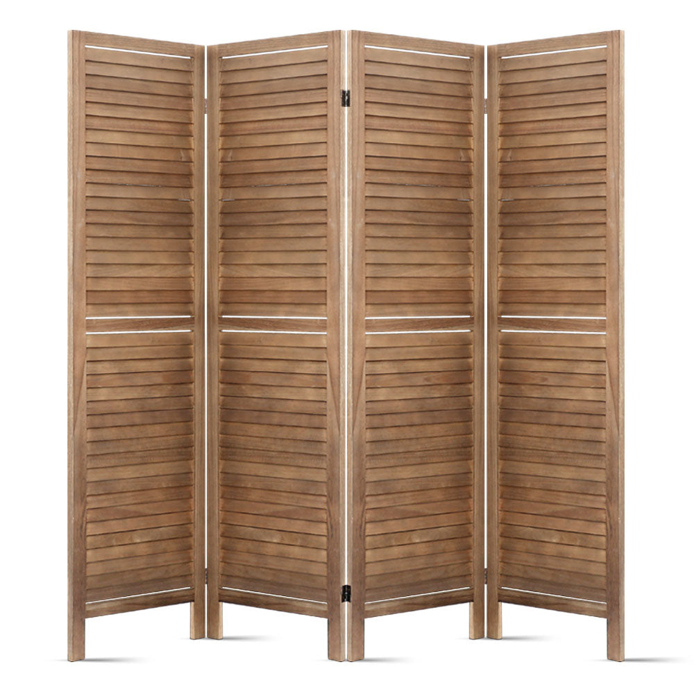 4 Panel Room Divider Screen 160X170Cm Louver Oak