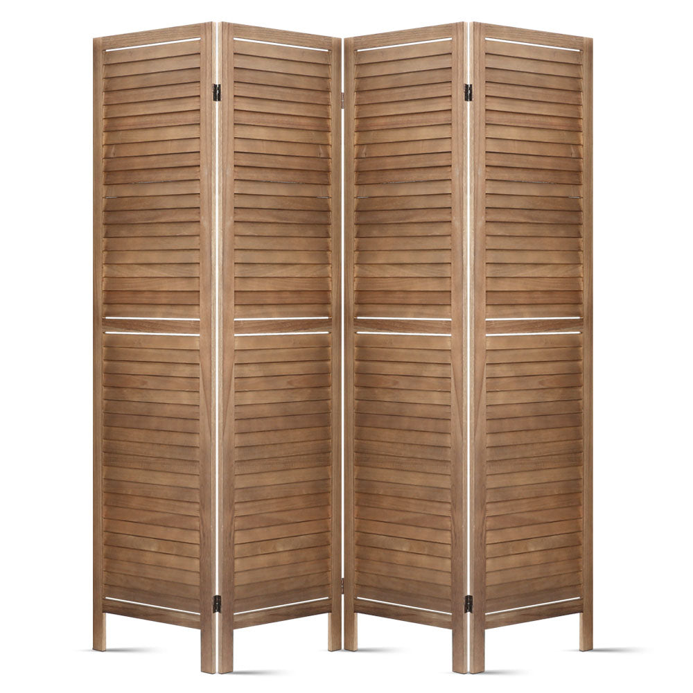 4 Panel Room Divider Screen 160X170Cm Louver Oak
