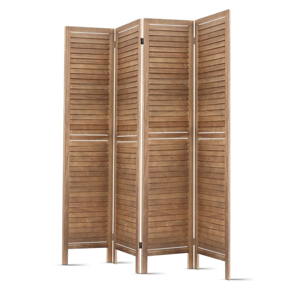 4 Panel Room Divider Screen 160X170Cm Louver Oak