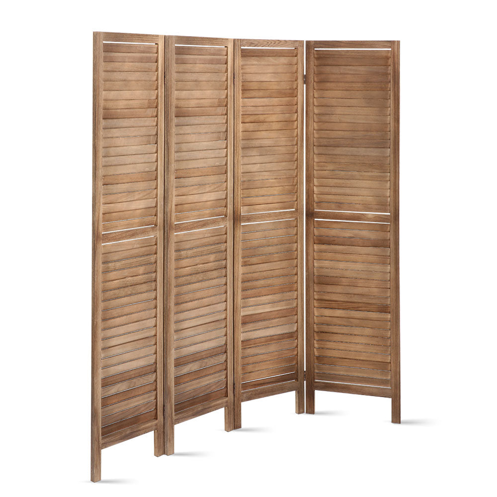 4 Panel Room Divider Screen 160X170Cm Louver Oak