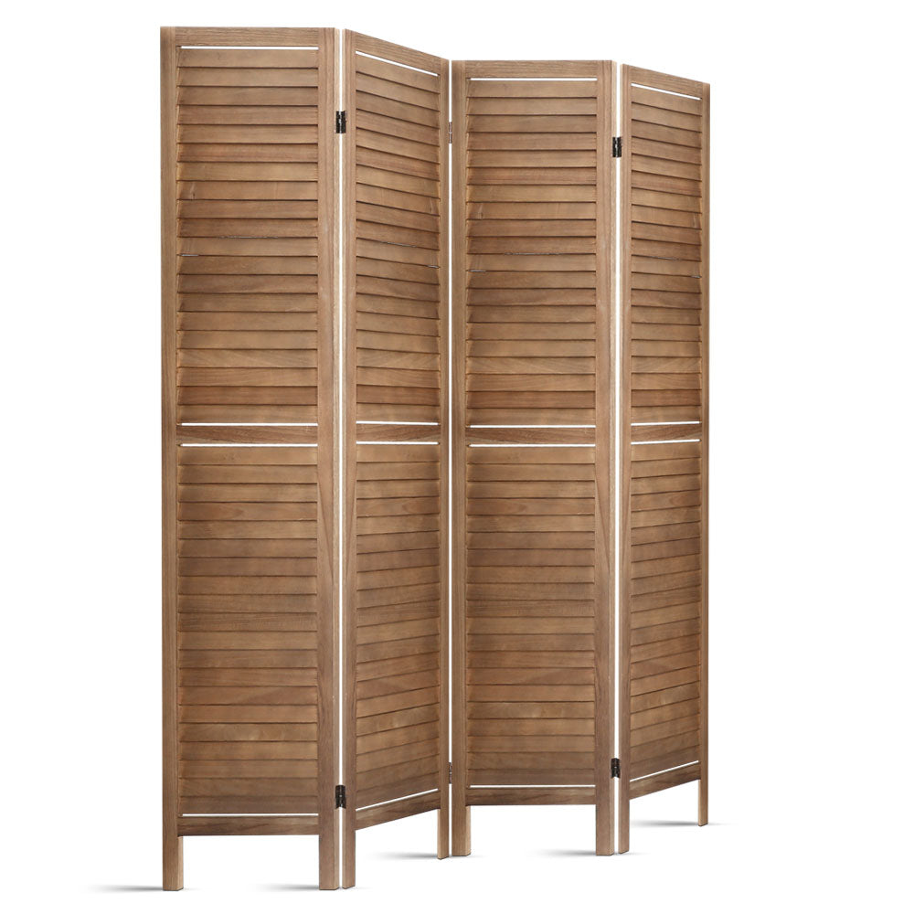 4 Panel Room Divider Screen 160X170Cm Louver Oak
