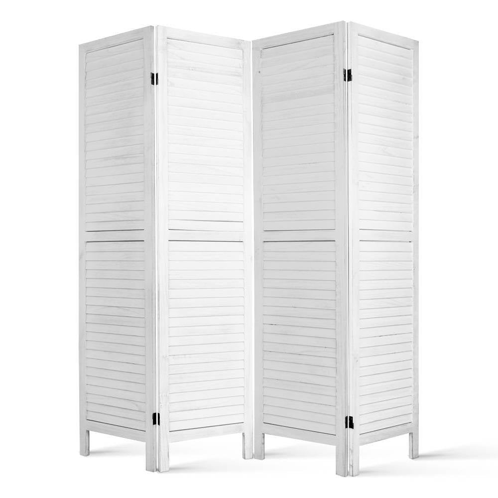 4 Panel Room Divider Screen 163X170Cm Louver White