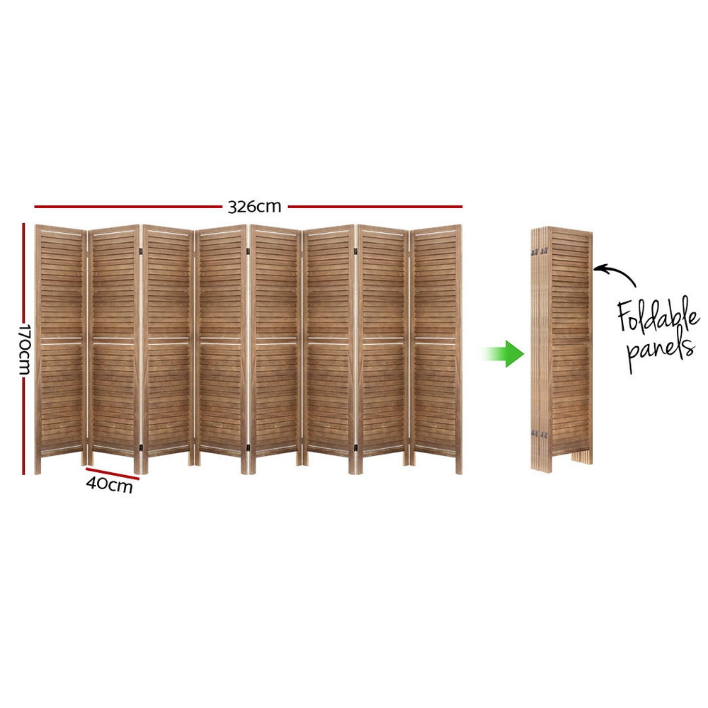 Room Divider Screen 8 Panel Privacy Wood Dividers Stand Bed Timber Louver Oak