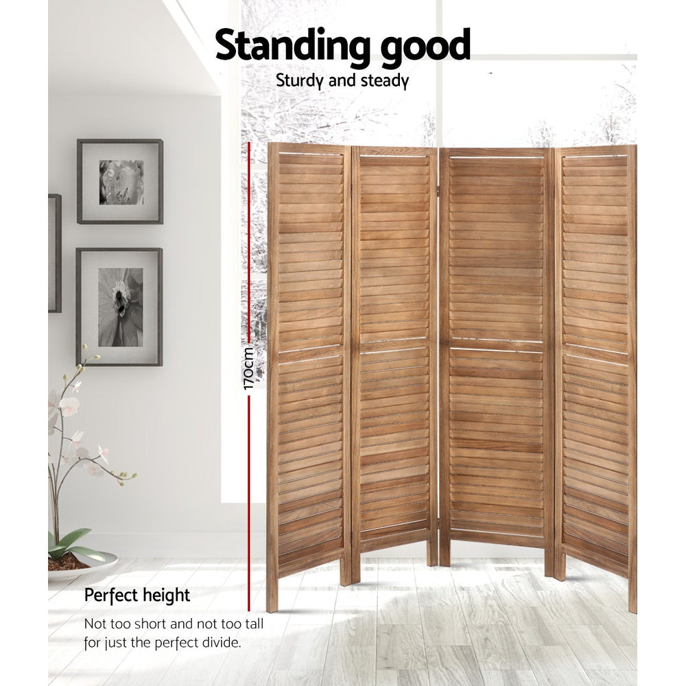 Room Divider Screen 8 Panel Privacy Wood Dividers Stand Bed Timber Louver Oak