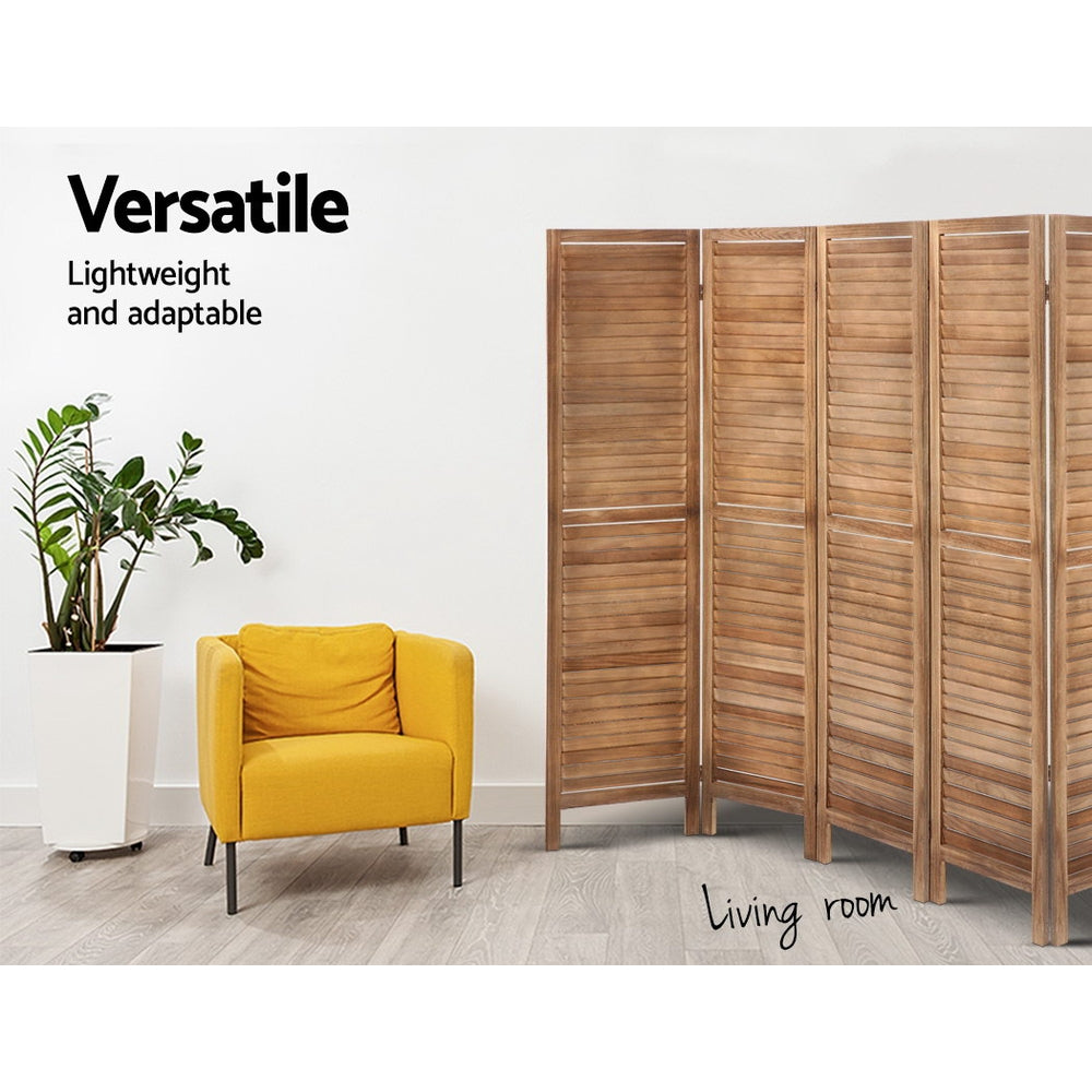 Room Divider Screen 8 Panel Privacy Wood Dividers Stand Bed Timber Louver Oak