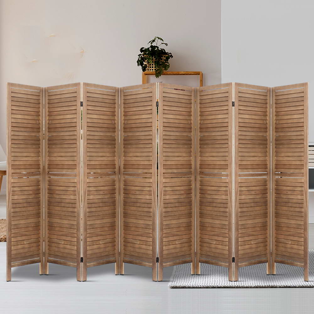Room Divider Screen 8 Panel Privacy Wood Dividers Stand Bed Timber Louver Oak