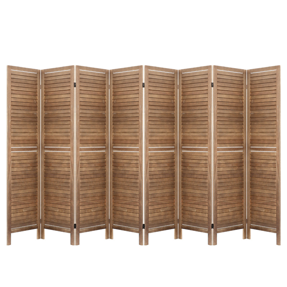 Room Divider Screen 8 Panel Privacy Wood Dividers Stand Bed Timber Louver Oak