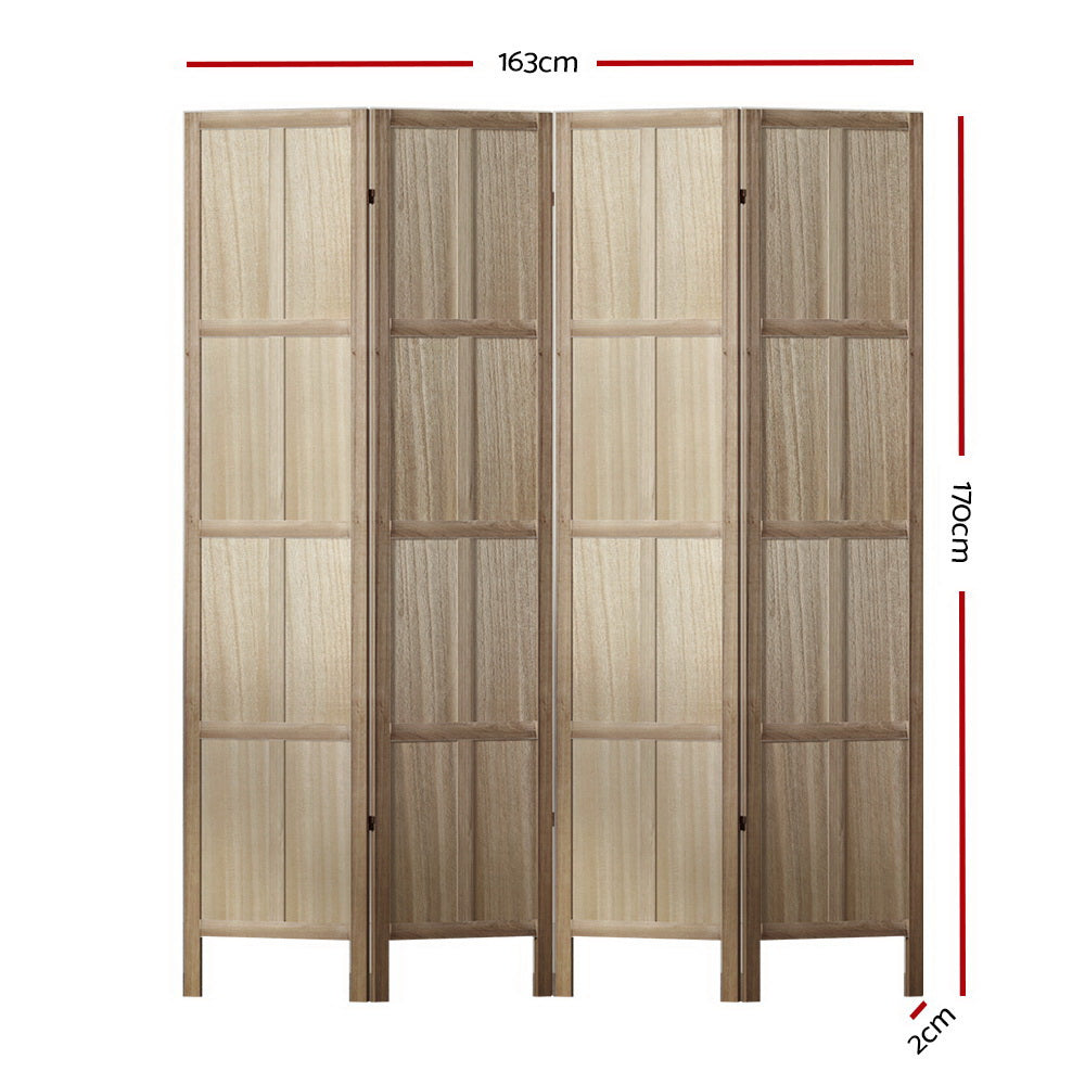 Room Divider Screen Privacy Wood Dividers Stand 4 Panel Brown