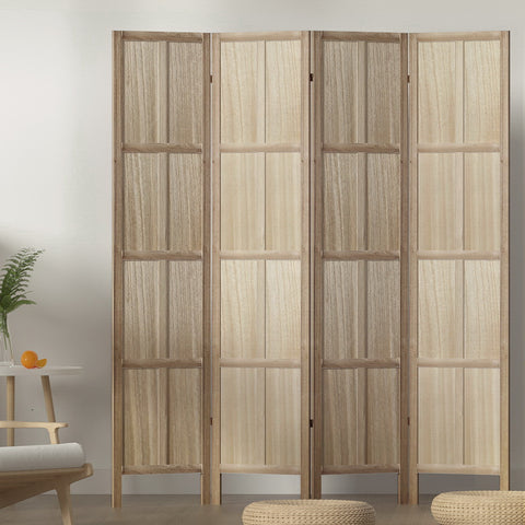 Room Divider Screen Privacy Wood Dividers Stand 4 Panel Brown